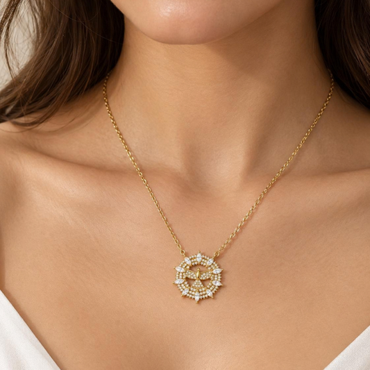 COLAR EM PRATA 925 DOURADA COM PEDRAS ZIRCONIAS - VELVET