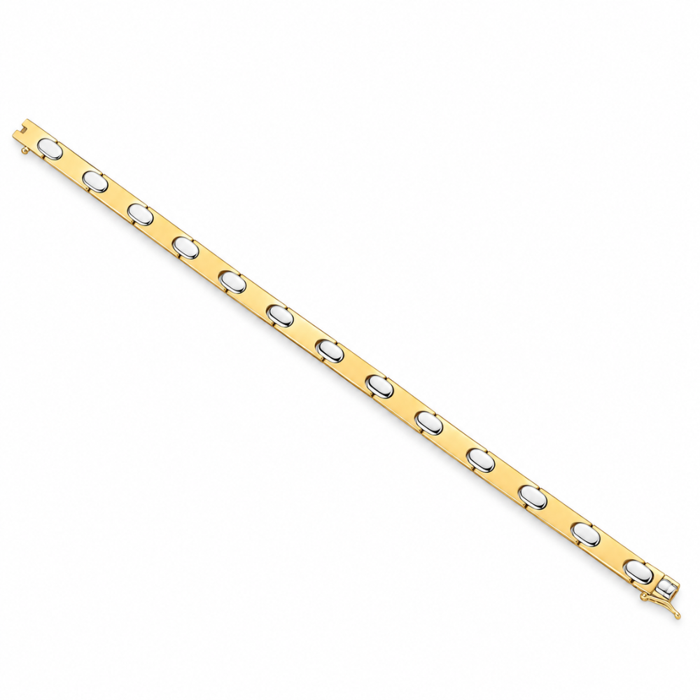 PULSEIRA HOMEM EM OURO 19,2K BICOLOR