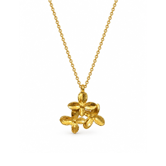 COLAR EM PRATA 925 DOURADA COM FLORES