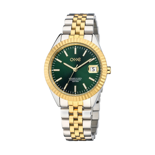 RELOGIO ONE SENHORA CELEBRITY GREEN BICOLOR
