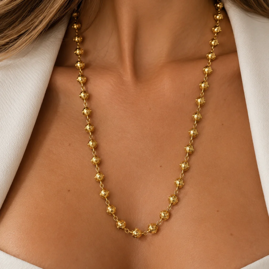 COLAR EM PRATA 925% EM DOURADO COM CONTAS DE VIANA - INÊS BARBOSA