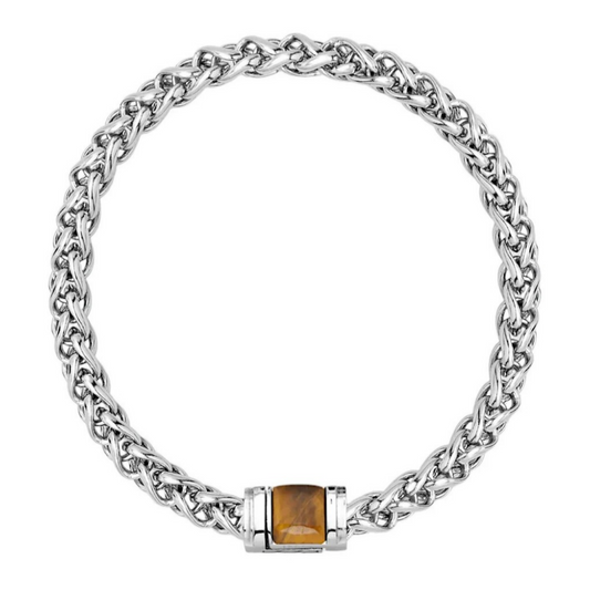 PULSEIRA LIU JO DE HOMEM EM AÇO E OLHO DE TIGRE