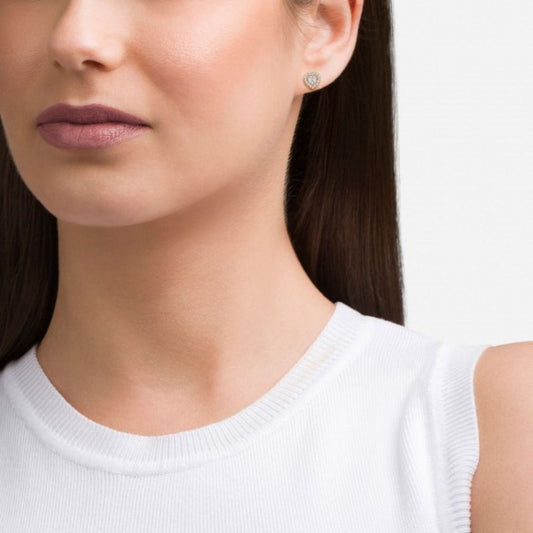 BRINCOS UNIKE SOLITAIRE HEART PRATA DOURADA 925% C/ ZIRCONIAS