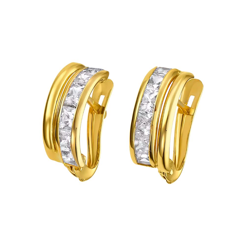 BRINCOS EM OURO 9K 375% C/ ZIRCONIAS