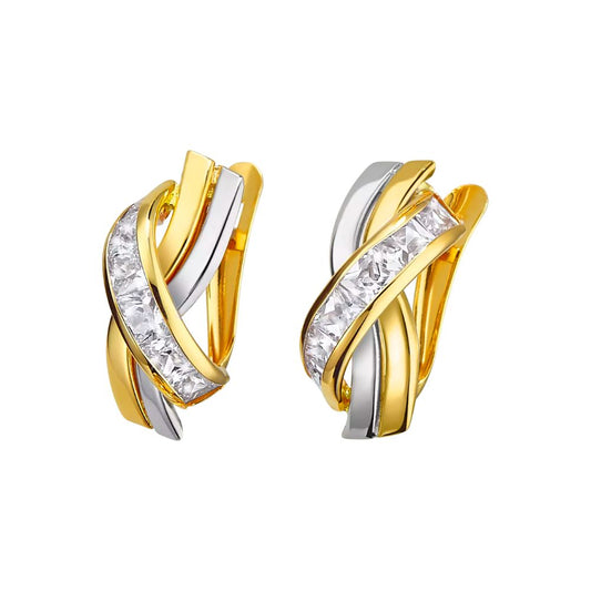 BRINCOS EM OURO 9K 375% C/ ZIRCONIAS