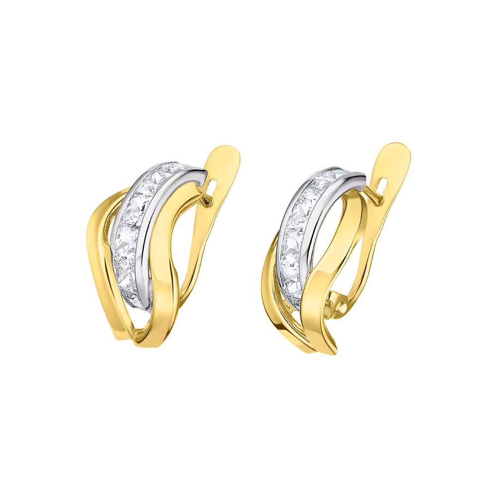 BRINCOS EM OURO 9K 375% C/ ZIRCONIAS