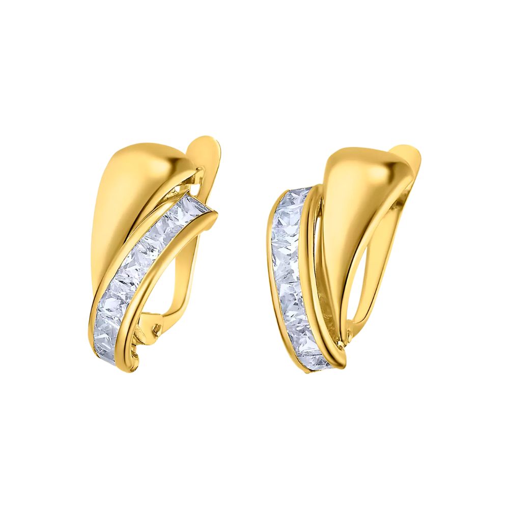 BRINCOS EM OURO 9K 375% C/ ZIRCONIAS