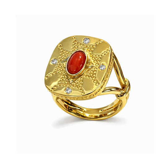 ANEL ANGELINA CABOUCHON EM PRATA DOURADA 925