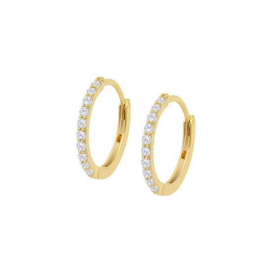 BRINCOS ( ARGOLAS ) EM OURO 9K C/ ZIRCONIAS