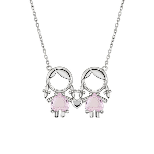 COLAR UNIKE GIRL & GIRL PINK EM PRATA 925%