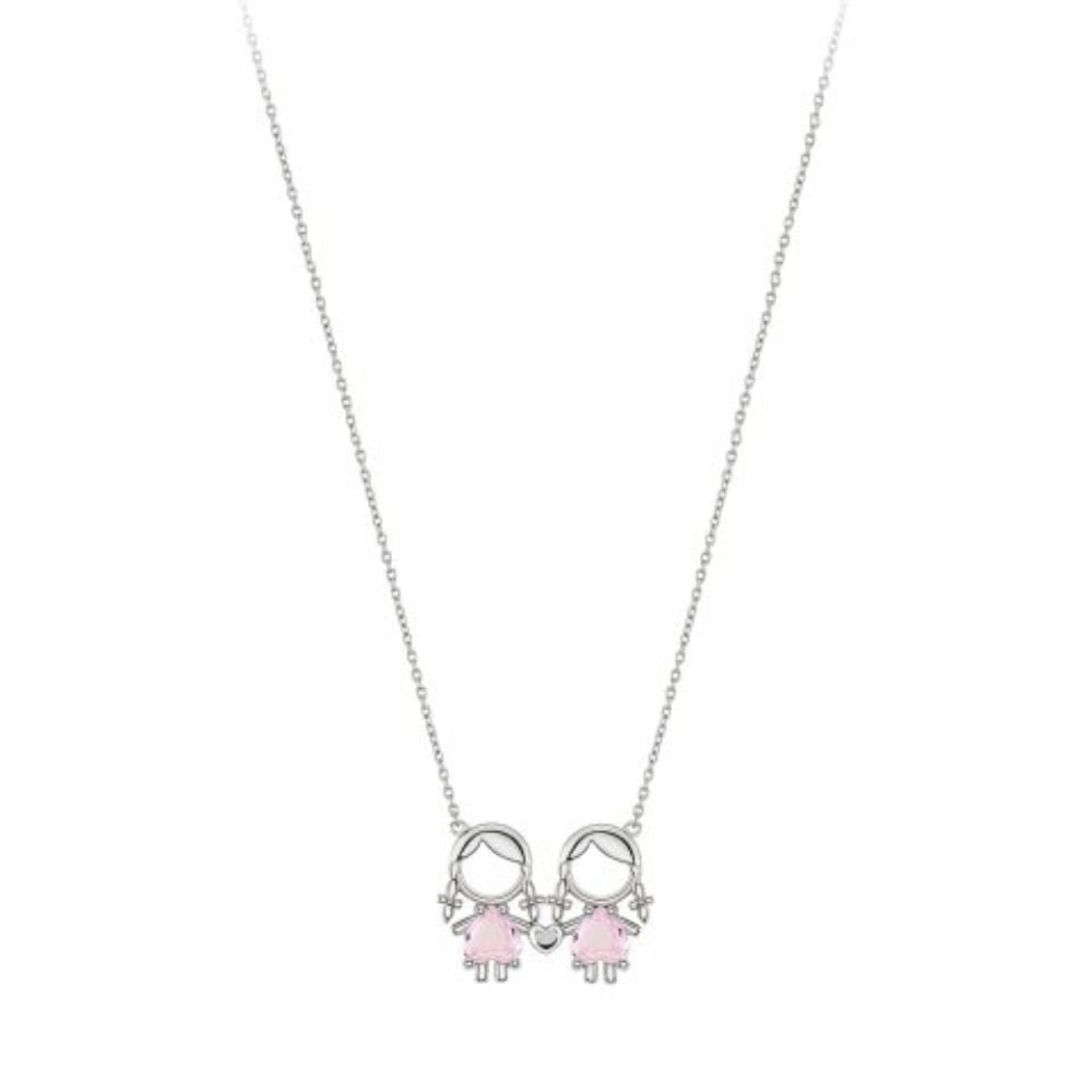 COLAR UNIKE GIRL & GIRL PINK EM PRATA 925%