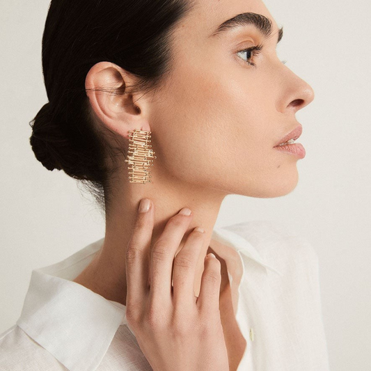 BRINCOS VIDAL & VIDAL EM BRONZE BANHADO A OURO 18 KT