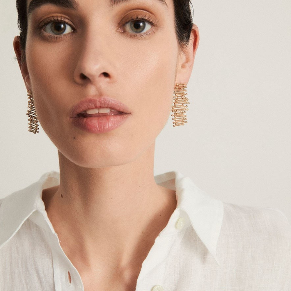 BRINCOS VIDAL & VIDAL EM BRONZE BANHADO A OURO 18 KT