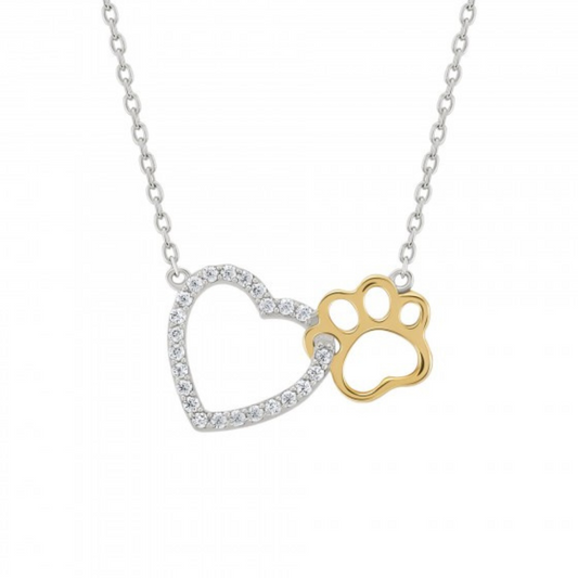 COLAR UNIKE PET LOVERS HEART EM PRATA 925 UK.CL.1205.0112