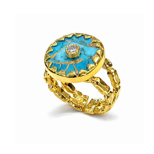 ANEL EM PRATA 925 DOURADA R0576