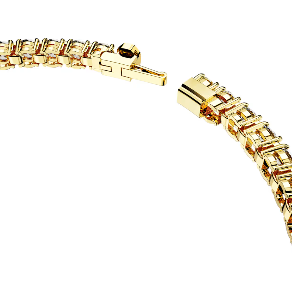 Pulseira Swarovski Matrix M Tennis bracelet, Round cut, White, Gold-tone plated