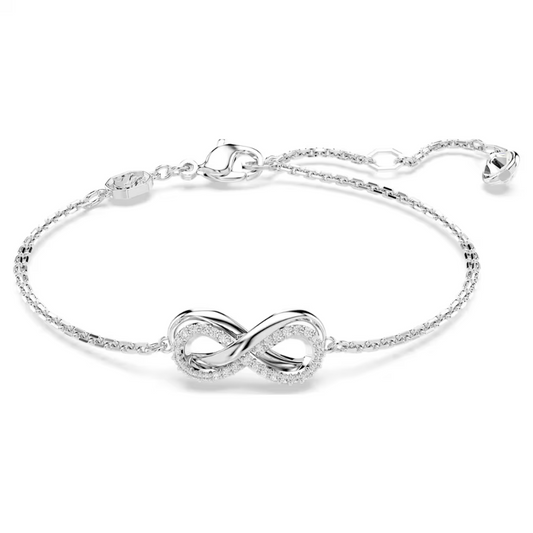 Pulseira Swarovski Hyperbola bracelet, Infinity, White, Rhodium plated