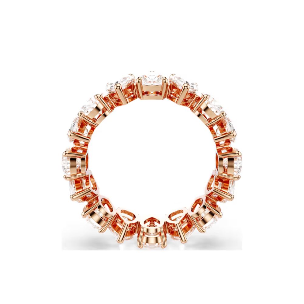 Anel Swarovski Matrix Vittore Lapidação pera, Branco, Acabamento em rosa dourado