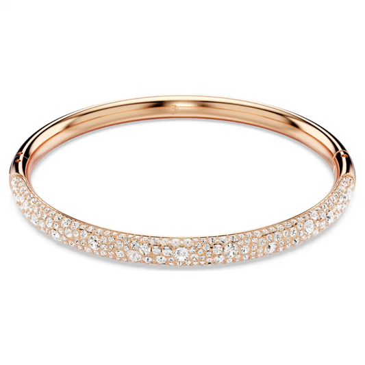 Pulseira Swarovski Meteora bangle, Snow pavé, White, Rose gold-tone plated