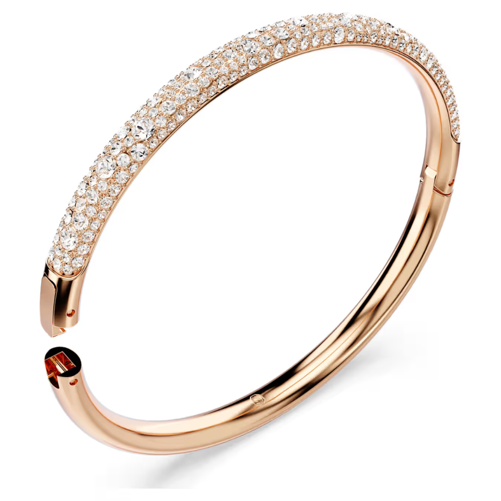 Pulseira Swarovski Meteora bangle, Snow pavé, White, Rose gold-tone plated