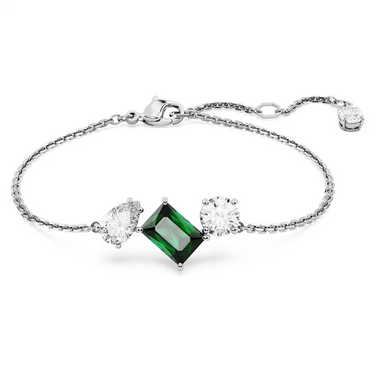 Pulseira Swarovski Mesmera bracelet, Mixed cuts, Green, Rhodium plated