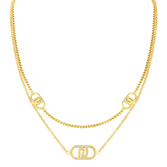 COLAR LIU JO EM AÇO COM CRISTAIS LJ2907