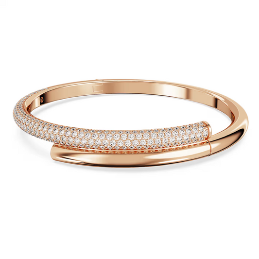 Pulseira Swarovski Dextera bangle, Magnetic closure, White, Rose gold-tone plated