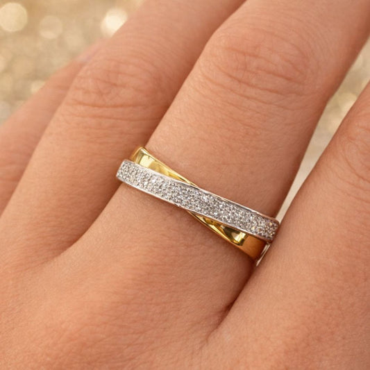 ANEL EM OURO 19.2K ou 9K COM ZIRCÓNIAS