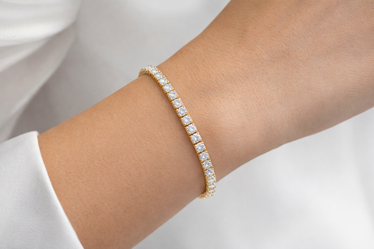 PULSEIRA TENNIS JOALHARIA EM OURO 14K COM DIAMANTES LAB-GROWN 5.07CT CERTIFICADO IGI