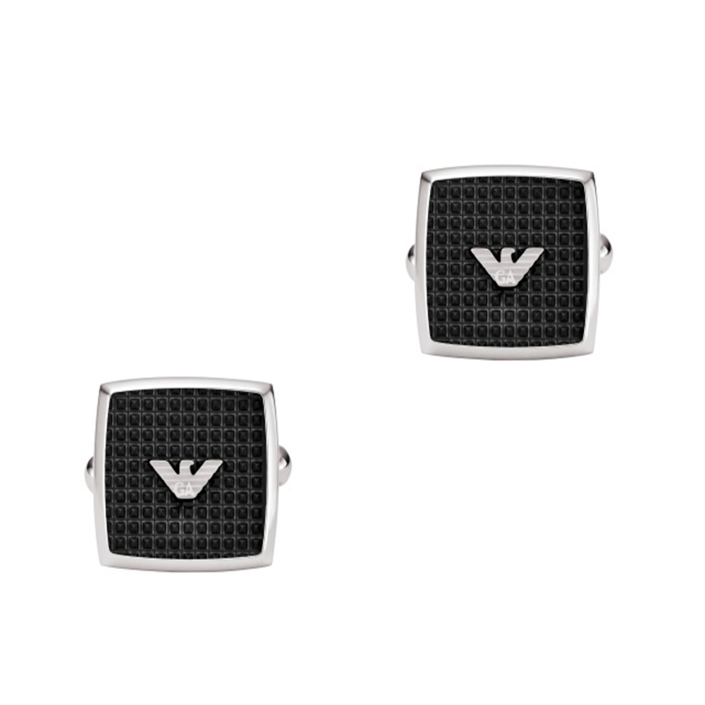 BOTOES PUNHO EMPORIO ARMANI GNT CUF SIL BLK STEEL