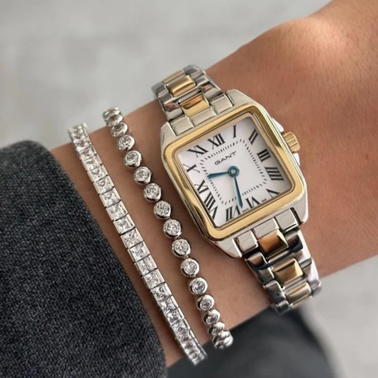 RELÓGIO GANT SENECA BRANCO AÇO BICOLOR