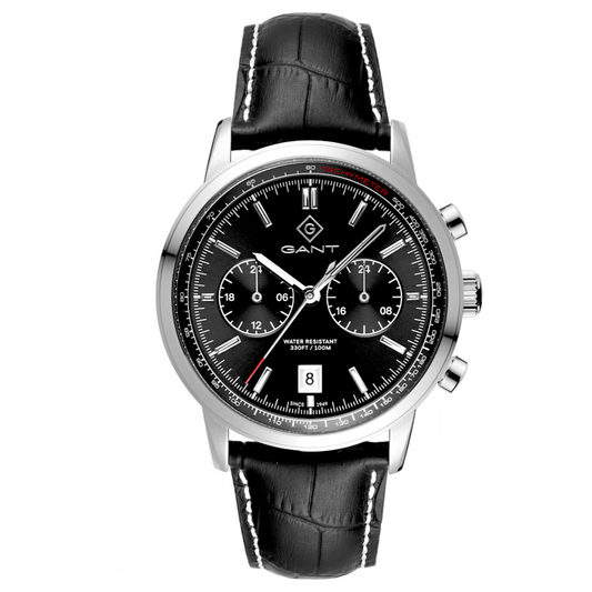 RELÓGIO GANT BERGAMO, 42, PRETO, PELE PRETA