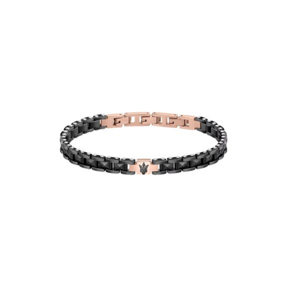 PULSEIRA MASERATI CERAMICA PRETA COM ROSEGOLD
