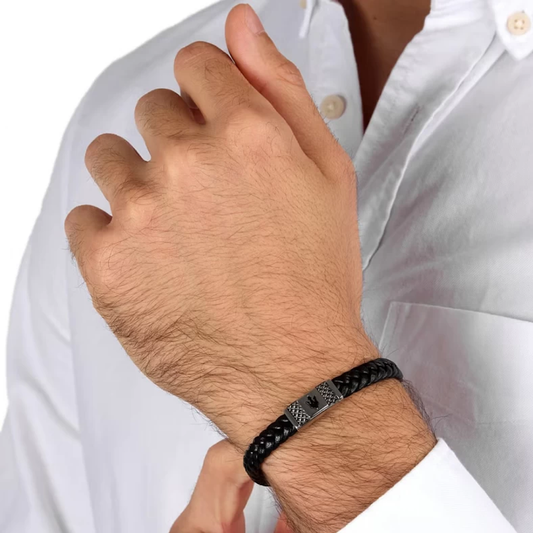 PULSEIRA MASERATI EM AÇO E PELE "JM424AVE25"