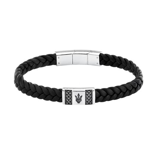 PULSEIRA MASERATI EM AÇO E PELE "JM424AVE25"