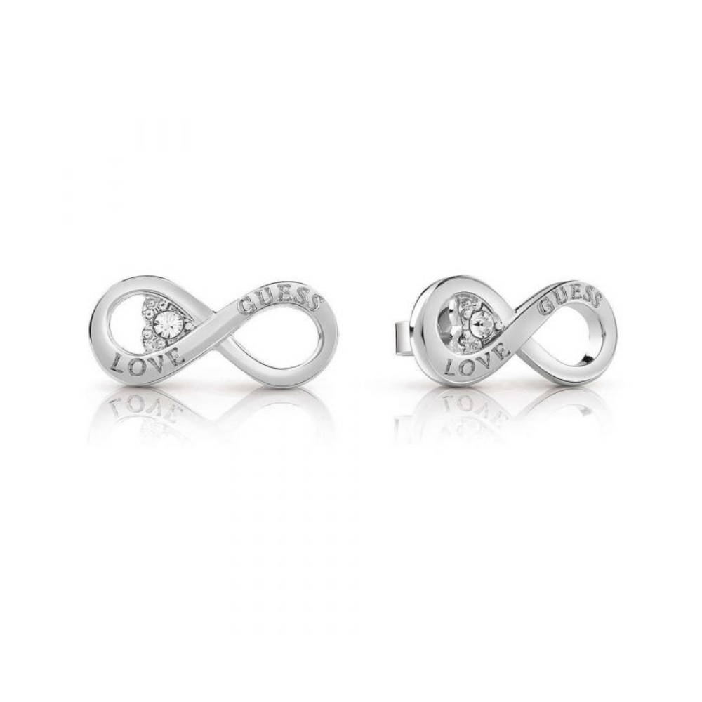 BRINCOS GUESS EM AÇO EM AÇO PRATEADO INFINITO C/ ZIRCÓNIA