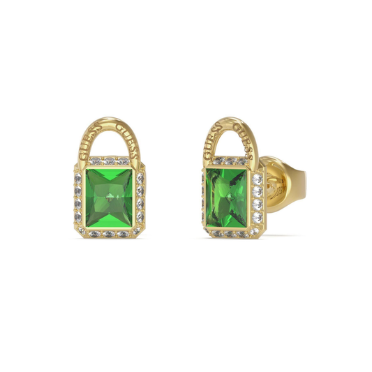 BRINCOS GUESS DOURADO PEDRA VERDE "JUBE02194JWYGGNT-U"