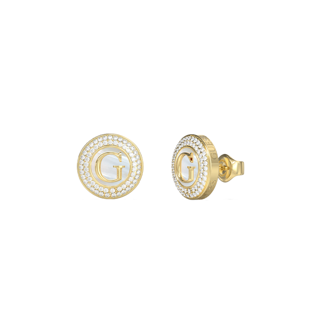BRINCOS GUESS EM AÇO DOURADO COM CRISTAIS