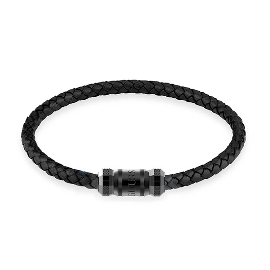PULSEIRA GUESS HOMEM PELE PRETA FECHO AÇO