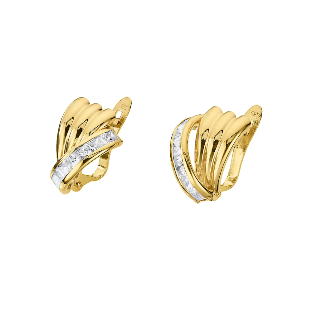 BRINCOS EM OURO 9K 375% C/ ZIRCONIAS