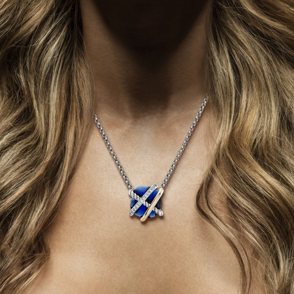 COLAR TASHI DEEP BLUE EM PRATA 925% 10.61GR E OURO 375% 0,5GR C/ ZIRCONIAS