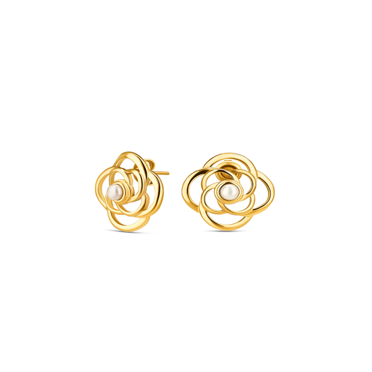 BRINCOS ONE SENHORA ROSE BLOSSOM PEARL GOLD