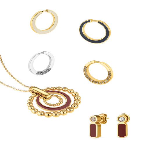 SET COLAR E BRINCOS ONE SENHORA MOOD ROUGE GOLD