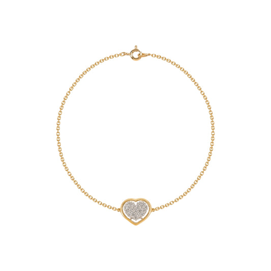 PULSEIRA CORAÇÃO EM OURO COM ZIRCONIAS