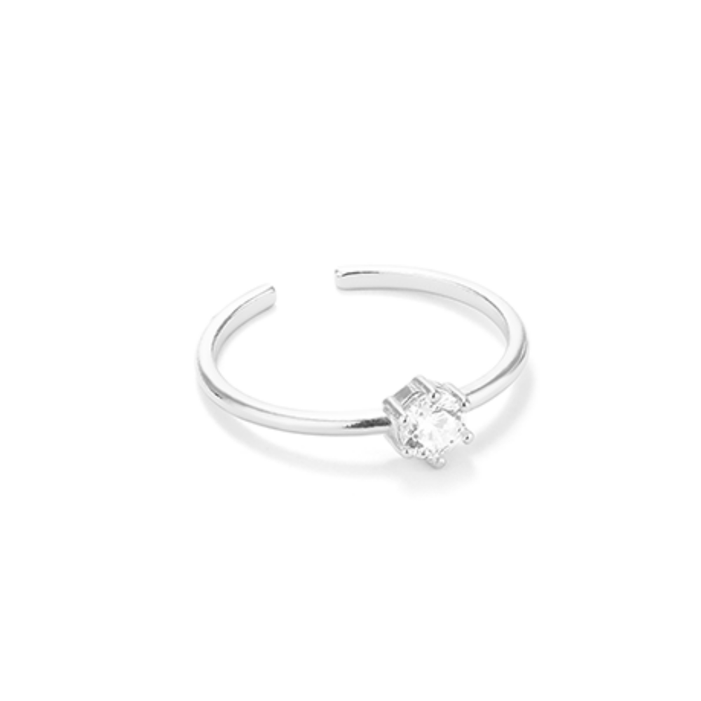 ANEL RADIANT EM PRATA 925% SOLITÁRIO COM ZIRCÓNIA "RY000072"