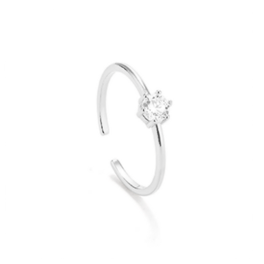 ANEL RADIANT EM PRATA 925% SOLITÁRIO COM ZIRCÓNIA "RY000072"