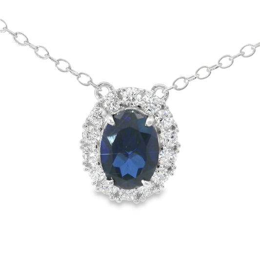 COLAR EM OURO 18K C/ 12 DIAMANTES LABORATORIO 0,36CT 1 SAFIRA LABORATORIO0,89CT