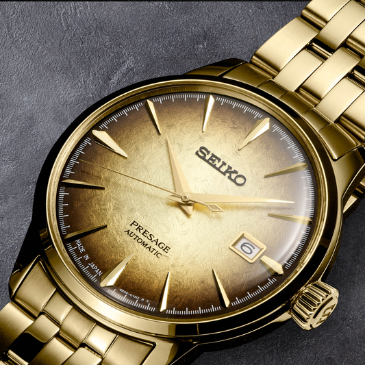 RELÓGIO SEIKO PRESAGE DOURADO "SRPK48J1"