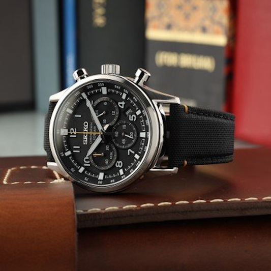 RELÓGIO SEIKO SPORTS CRONÓGRAFO 8T63 PRETO E NYLON