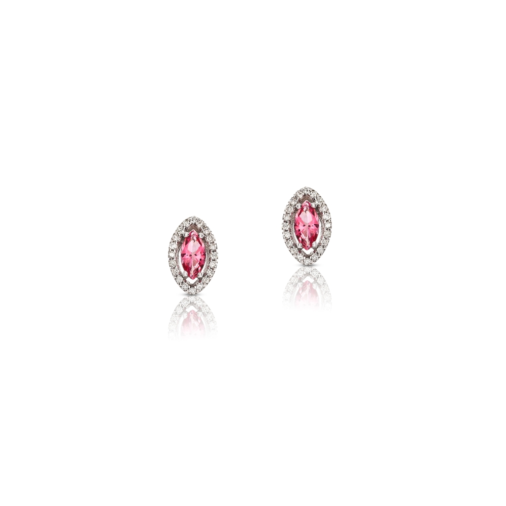 Brincos em Ouro 19,2k com Diamantes e Topázios Rosa Natural
